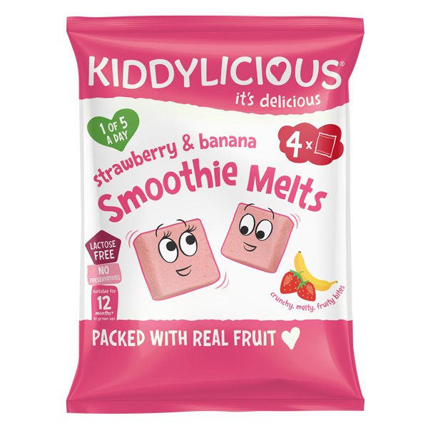 Kiddylicious Strawberry & Banana Smoothie Melts Snack 12 Months+