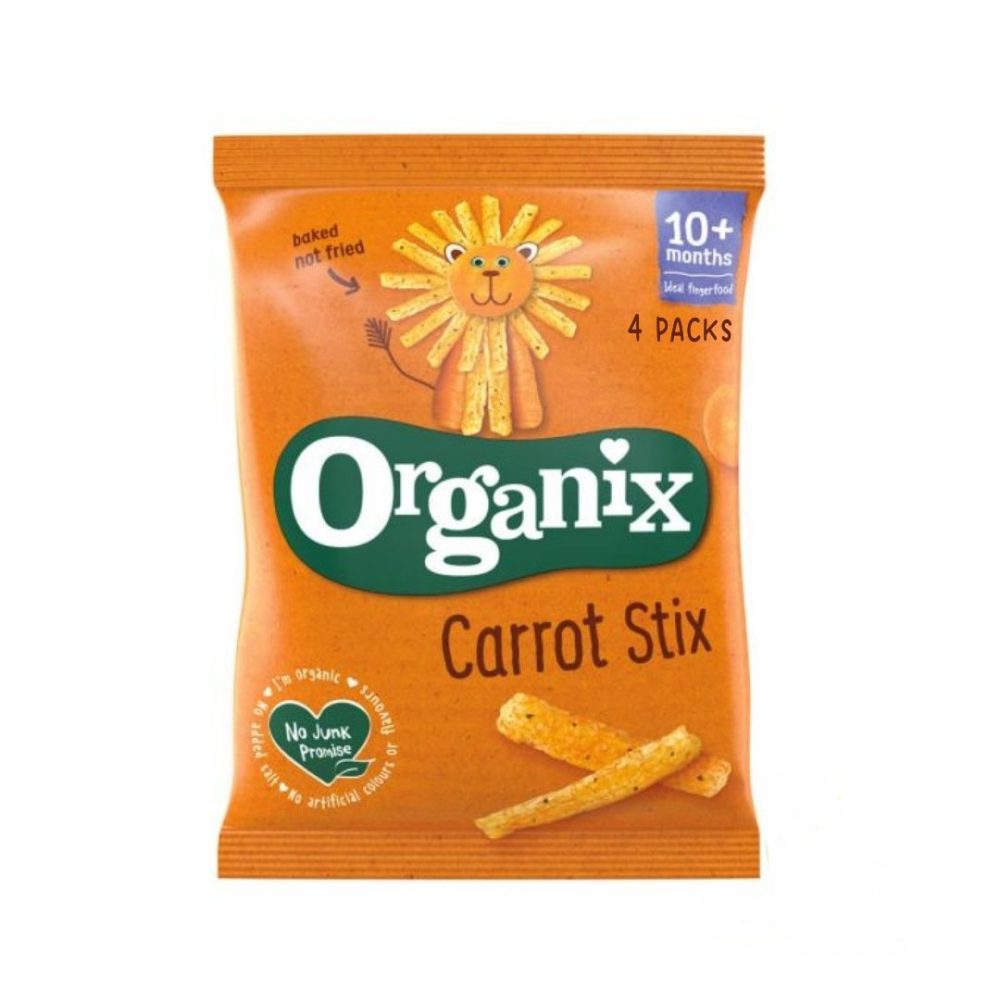Organix Carrot & Herb Stix Organic Finger Food Toddler Snack Corn Puffs Multipack 4x15g