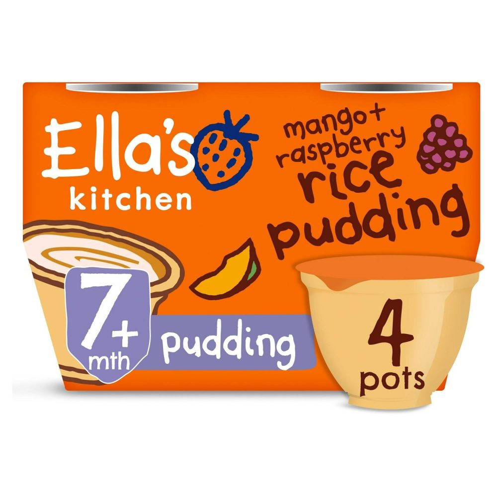 Ella's Kitchen Organic Mango and Raspberry Rice Pudding Baby Dessert Pot Multipack 7+ Months 4 x 80g