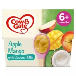 Cow & Gate Apple & Mango with Coconut Milk Baby Food Pot Multipack, 6+ Months, 4x95g