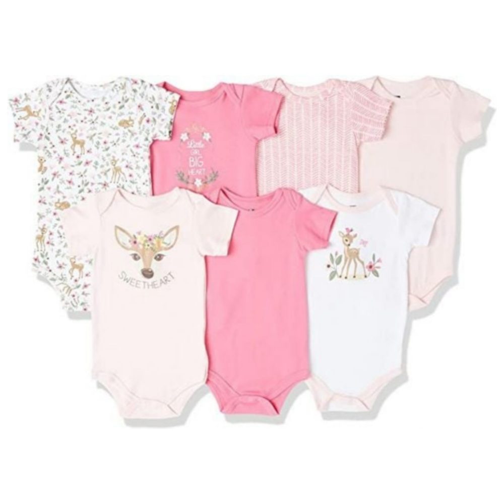 Baby Short Sleeve Bodysuit | Pack of 7 | Girl Pattern