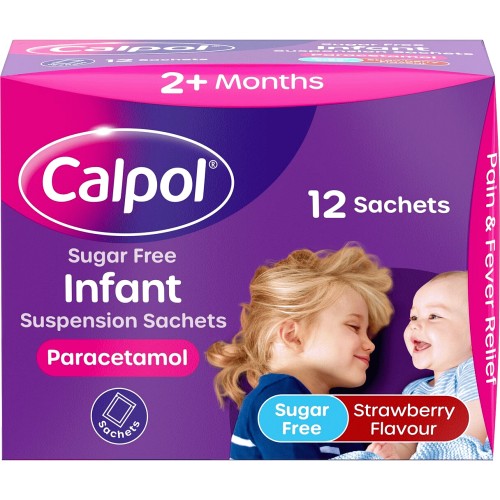 Calpol Infant Paracetamol Suspension Sachets - Strawberry, Sugar Free 12 X 5ml