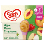 Cow & Gate Apple Peach & Strawberry Baby Food Fruit Pot 6+ Months 4x100g