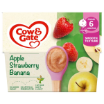 Cow & Gate Apple Strawberry & Banana Baby Food Fruit Pot 6 Plus Months 4x100g