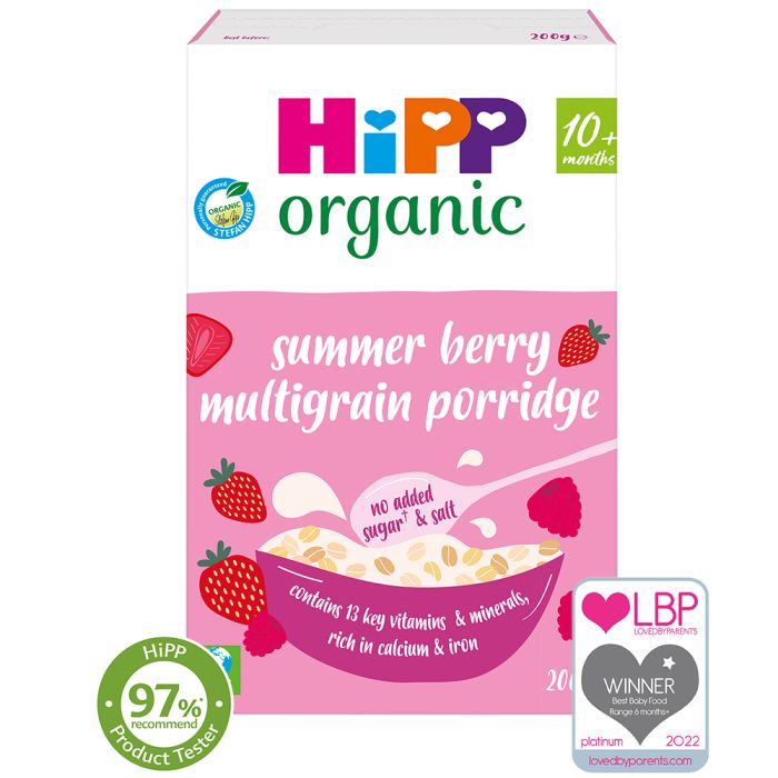 HiPP Organic Summer Berry Multigrain Porridge Baby Cereal 10+ Months 200g