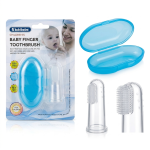 Baby Soft Silicone Finger Toothbrush with Case - Blue