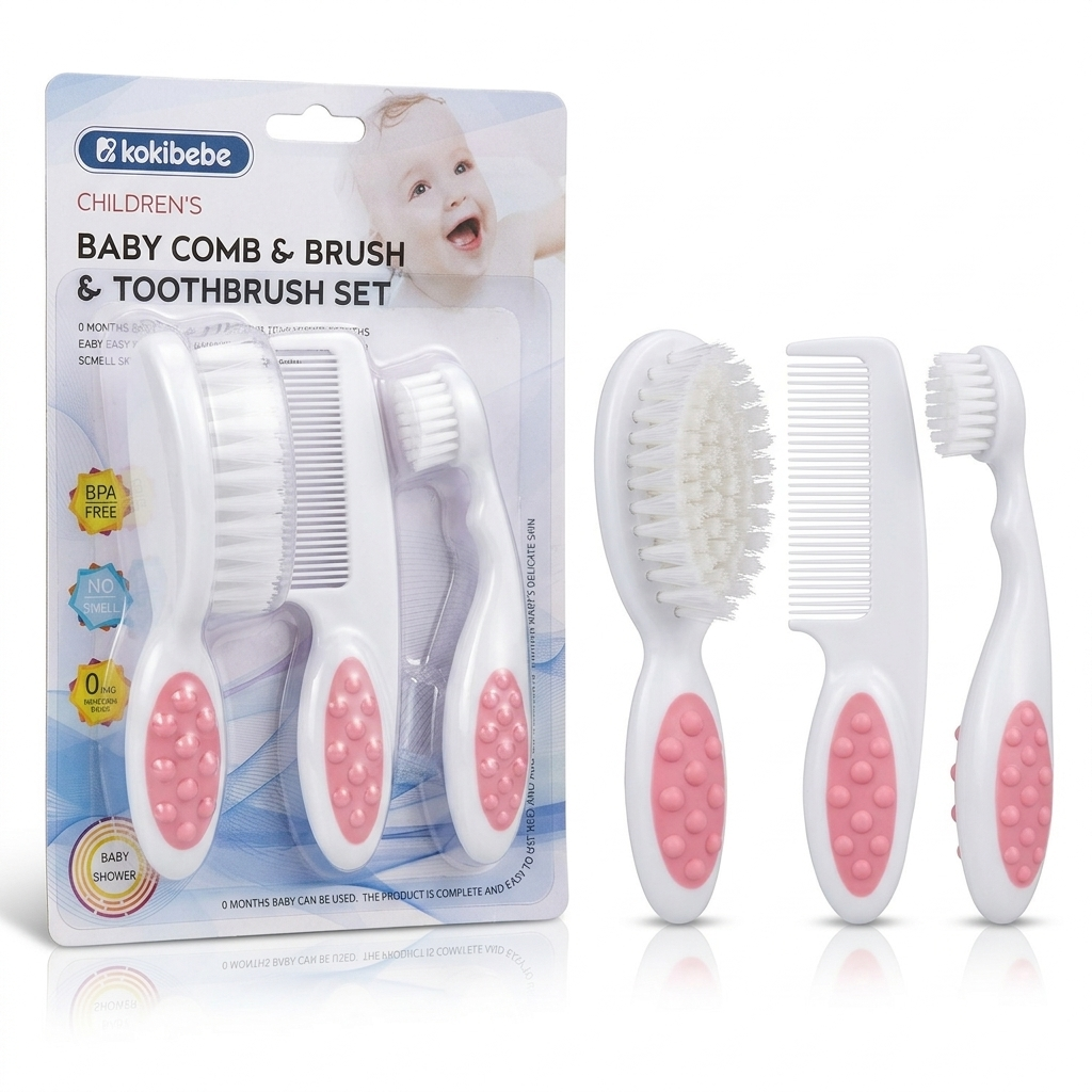 2026/05/1000107972.png 3-in-1 Baby Set: Baby Comb and Brush
with Plastic Toothbrush - Image 1