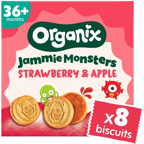 ZKP173 Organix Jammie Monsters Biscuits Organic Kids Snack Multipack 8x8g 36 months+ - Image 1